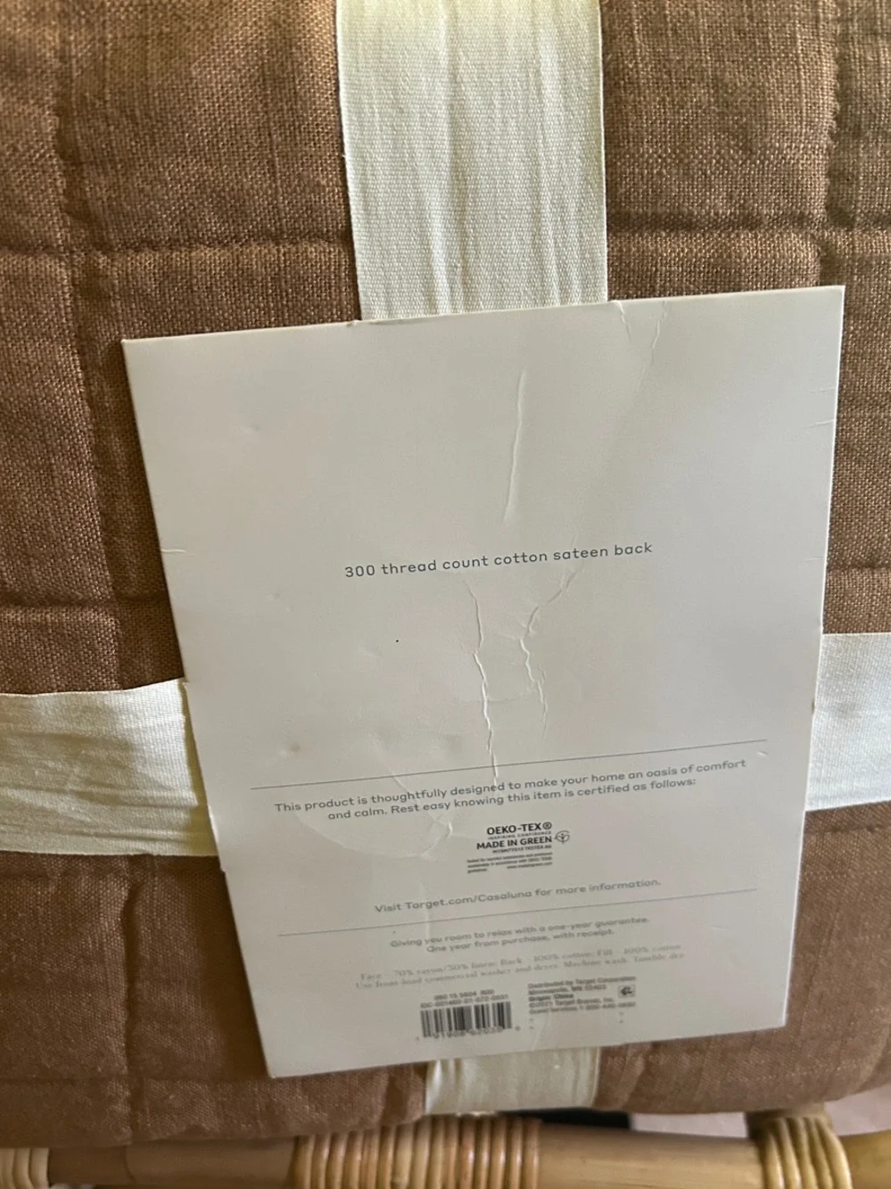 Casaluna King Heavyweight Linen Blend Quilt in Warm Brown. 106” x 94”